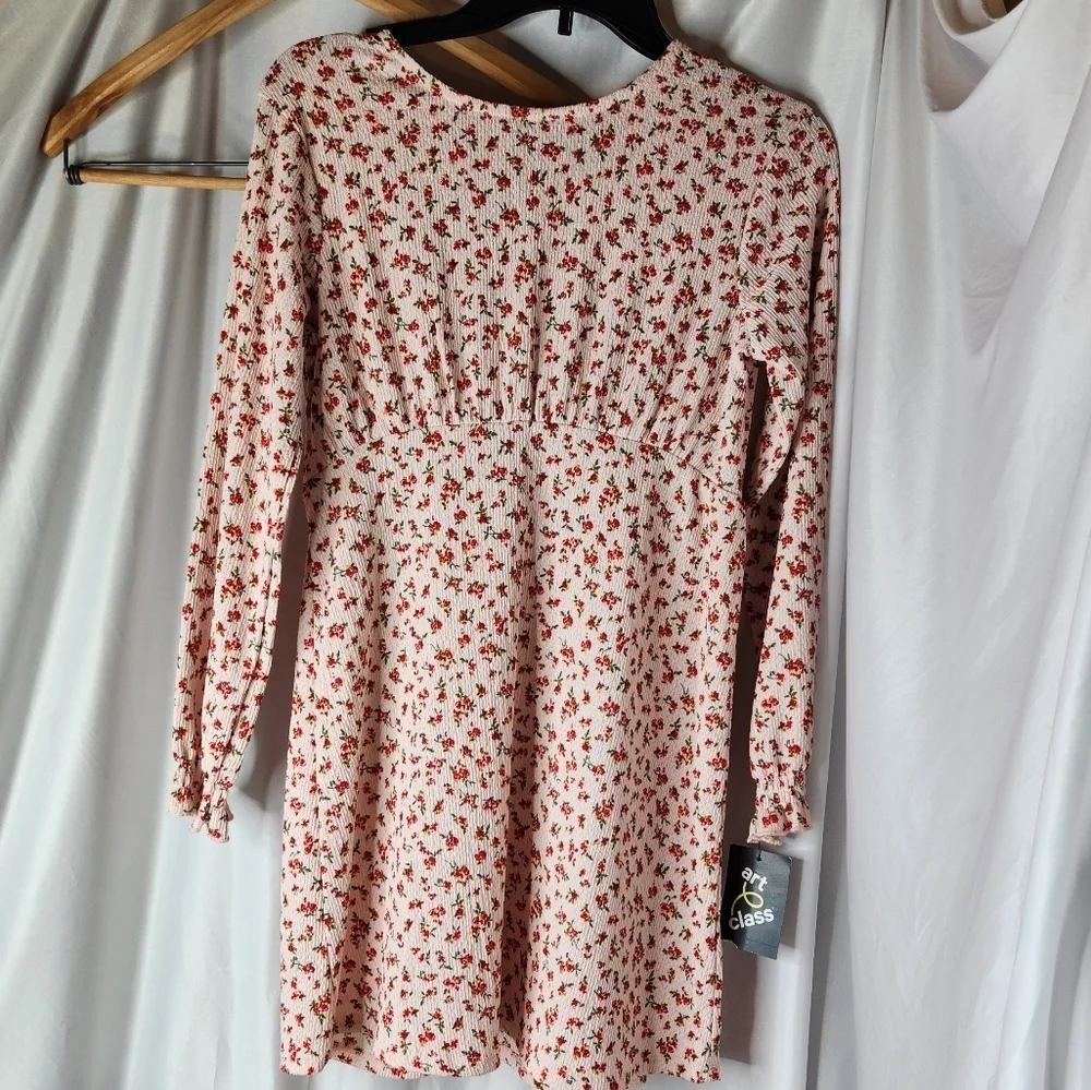 Girl's Floral Dress & Red Sweater - Art Class - Size L(10-12)